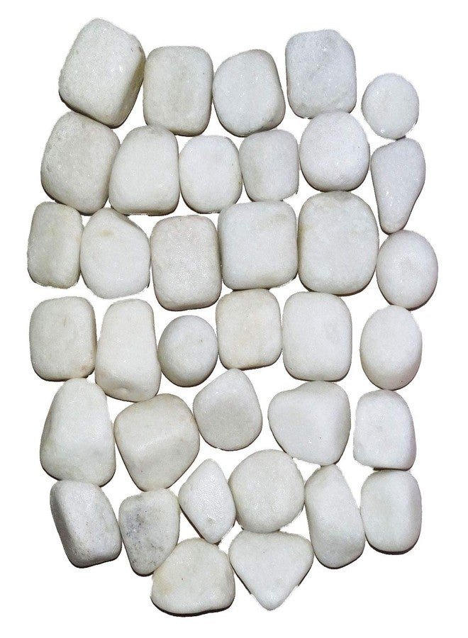 Maalavya Snow White Pebbles Garden, Landscape and Decorative Natural unpolished Stone (Mix Large (30 to 90MM), 2 Kg)